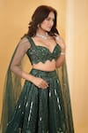 Buy_Archana Kochhar_Green Raw Silk Lehenga And Blouse Embellished Forest Sweetheart Neck The With 