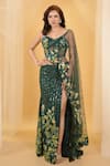 Archana Kochhar_Green Raw Silk Embellished Linear The Forest Slit Lehenga With Blouse _Online_at_Aza_Fashions