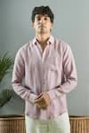 Buy_Arihant Rai Sinha_Purple 100% Pure European Linen - 60 Lea Plain Solid Full Sleeve Shirt _at_Aza_Fashions