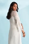 Buy_Roze_White Organza Embellished Floral V Neck Naira Lace Kurta _Online_at_Aza_Fashions