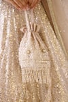 Basanti - Kapde Aur Koffee_Gold Sequin Fabric Embroidery Pearl Plunge The Stardust Champagne Lehenga Set _at_Aza_Fashions