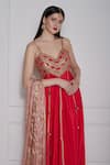 NAINA SETH_Red Crepe Embroidery Gota Sweetheart Embellished Gown Set _Online_at_Aza_Fashions