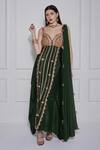 Shop_NAINA SETH_Green Crepe Embroidery Zari Sweetheart Embellished Gown Set _Online_at_Aza_Fashions