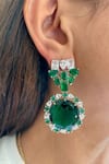 Shop_PRERTO_Green Diamonds, Stones Emerald And Faux Jewellery Set _at_Aza_Fashions