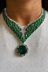 PRERTO_Green Diamonds, Stones Emerald And Faux Jewellery Set _Online_at_Aza_Fashions