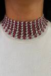 Buy_PRERTO_Red Diamonds, Stones Ruby And Faux Jewellery Set_at_Aza_Fashions
