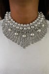 Buy_Prerto_White Fuax Diamonds Pearly Tulip Necklace Set _at_Aza_Fashions