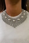 Shop_Prerto_White Fuax Diamonds Pearly Tulip Necklace Set _Online_at_Aza_Fashions