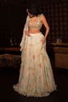 Shop_Foram Patel_White Georgette Printed Paisley Round Tiered Lehenga Set 