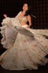 Shop_Foram Patel_White Georgette Printed Paisley Round Tiered Lehenga Set _Online