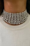 Buy_Prerto_White Faux Diamonds Heart And Choker Set _at_Aza_Fashions