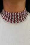 Buy_Prerto_Red Fuax Diamonds Heart Ruby And Choker Set _at_Aza_Fashions