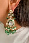 Shop_Prerto_Green Kundan And Polki Embellished Statement Jewellery Set _at_Aza_Fashions