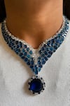 Buy_Prerto_Blue Faux Diamond Ramona Sapphire And Embellished Necklace Set _at_Aza_Fashions