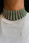 Buy_Prerto_Green Faux Diamond Heart Emerald And Embellished Necklace Set _at_Aza_Fashions