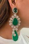 Shop_Prerto_Green Faux Diamond Teardrop Emerald Stone And Embellished Necklace Set _at_Aza_Fashions