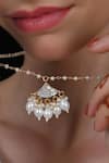 Shop_Shlok Jewels_White Gold Plated Abstract Cutwork Pendant _at_Aza_Fashions