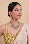 Buy_Shlok Jewels_Multi Color Gota Patti, Stones Floret Cutwork Kundan Choker Set _at_Aza_Fashions