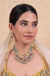 Shop_Shlok Jewels_Multi Color Gota Patti, Stones Floret Cutwork Kundan Choker Set _at_Aza_Fashions