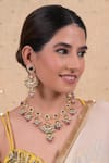 Shop_Shlok Jewels_Multi Color Pearls, Stones Kundan Embellished Mandala Necklace Set _at_Aza_Fashions