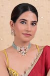 Buy Shlok Jewels Multi Color Gota Patti, Stones Gold Plated Kundan Choker And Earring Set at Aza Fashions Buy_Shlok Jewels_Multi Color Gota Patti, Stones Gold Plated Kundan Choker And Earring Set _at_Aza_Fashions