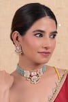 Shop Shlok Jewels Multi Color Gota Patti, Stones Gold Plated Kundan Choker And Earring Set at Aza Fashions Shop_Shlok Jewels_Multi Color Gota Patti, Stones Gold Plated Kundan Choker And Earring Set _at_Aza_Fashions