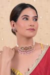 Buy_Shlok Jewels_Multi Color Gota Patti, Stones Floret Geometric Kundan Choker Set _at_Aza_Fashions