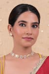 Buy_Shlok Jewels_White Gota Patti, Stones Kundan Embellished Choker And Earring Set _at_Aza_Fashions