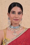 Buy_SHLOK JEWELS_Blue Semi Precious Stone Geometric Motif Embellished Choker Set _at_Aza_Fashions