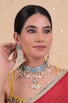 Shop_SHLOK JEWELS_Blue Semi Precious Stone Geometric Motif Embellished Choker Set _at_Aza_Fashions