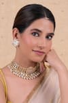 Buy_Shlok Jewels_White Zari, Stones Gold Plated Kundan Necklace Set _at_Aza_Fashions