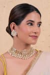 Shop_Shlok Jewels_White Zari, Stones Gold Plated Kundan Necklace Set _at_Aza_Fashions