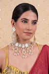 Buy_Shlok Jewels_White Gota Patti, Stones Kundan Tear Drop Motif Choker Set _at_Aza_Fashions