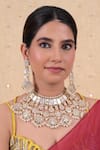 Buy Shlok Jewels White Gota Patti, Stones Floral Kundan Cutwork Necklace Set at Aza Fashions Buy_Shlok Jewels_White Gota Patti, Stones Floral Kundan Cutwork Necklace Set _at_Aza_Fashions