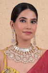 Shop Shlok Jewels White Gota Patti, Stones Floral Kundan Cutwork Necklace Set at Aza Fashions Shop_Shlok Jewels_White Gota Patti, Stones Floral Kundan Cutwork Necklace Set _at_Aza_Fashions