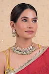 Shop_Shlok Jewels_Multi Color Stones, Pearls Gold Plated Abstract Motif Choker Set _at_Aza_Fashions
