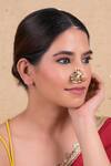 Buy_SHLOK JEWELS_Multi Color Semi Precious Stone Bird Motif Embellished Nose Pin _at_Aza_Fashions