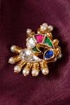 Shop_SHLOK JEWELS_Multi Color Semi Precious Stone Bird Motif Embellished Nose Pin _at_Aza_Fashions