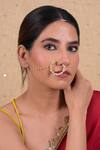 Buy_SHLOK JEWELS_White Semi Precious Stone Kundan Embellished Nose Ring _at_Aza_Fashions