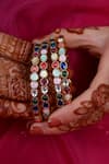 Buy_Shlok Jewels_Multi Color Kundan Teardrop Bangles Set Of 4 _at_Aza_Fashions