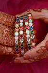 Shop_Shlok Jewels_Multi Color Kundan Teardrop Bangles Set Of 4 _at_Aza_Fashions