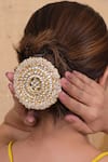 Buy_Shlok Jewels_White Pearls, Zari Floral Juda Pin With Kundan And _at_Aza_Fashions
