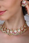 Buy_Shlok Jewels_Multi Color Pearls, Stones Kundan Embellished Choker Set _at_Aza_Fashions