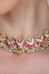 Shop_Shlok Jewels_Multi Color Pearls, Stones Kundan Embellished Choker Set _at_Aza_Fashions