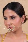 Shop_SHLOK JEWELS_White Kundan Embellished Nose Ring _at_Aza_Fashions