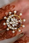 Buy_SHLOK JEWELS_White Kundan And Pearl Embellished Ring _at_Aza_Fashions