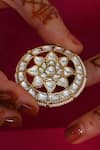 Shop_SHLOK JEWELS_White Kundan Embellished Floral Circular Ring _at_Aza_Fashions