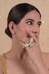 SHLOK JEWELS_White Kundan Embellished Bird Ring _Online_at_Aza_Fashions