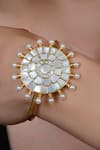 Shop_SHLOK JEWELS_White Kundan Embellished Sun Bracelet _at_Aza_Fashions