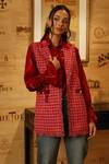 Label Deepika Nagpal_Pink Tweed Geometric Lapel Candyland Jessica Jacket _Online_at_Aza_Fashions